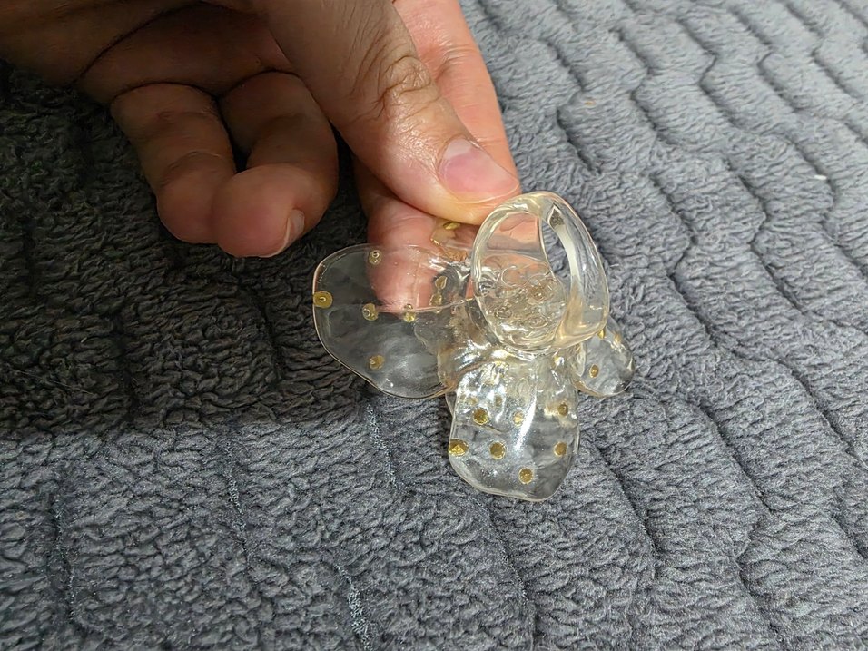 Bej Işıltılı Cam Çiçek Yüzük - Görsel 3