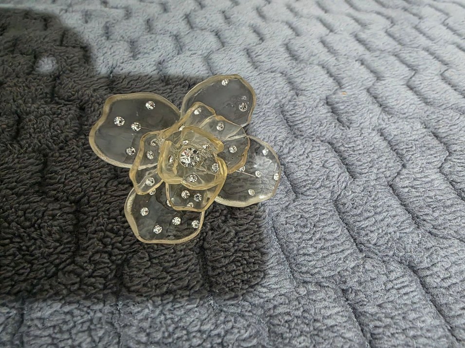 Bej Işıltılı Cam Çiçek Yüzük - Görsel 5