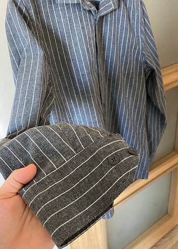 Lc waikiki Düğmeli Gri Erkek Keten Gömlek - Görsel 4