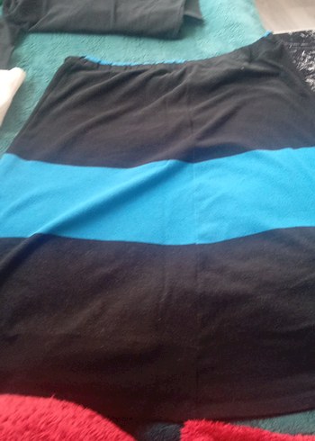 Drapeli Mavi Siyah Midi Eteği - Görsel 3