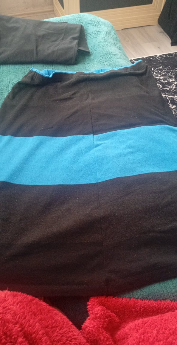 Drapeli Mavi Siyah Midi Eteği - Görsel 2