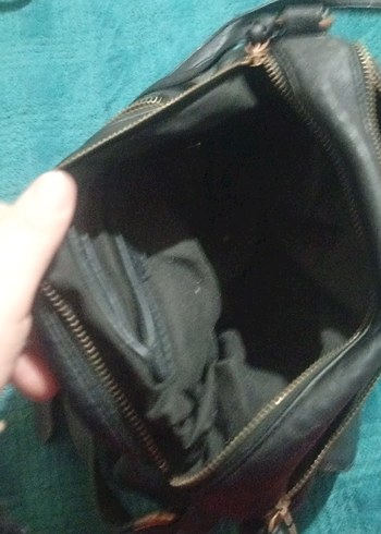 Siyah Deri Tokalı Biker Kadın Çanta - Görsel 3