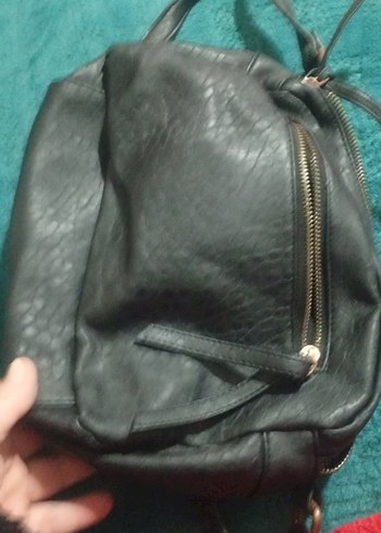 Siyah Deri Tokalı Biker Kadın Çanta - Görsel 5