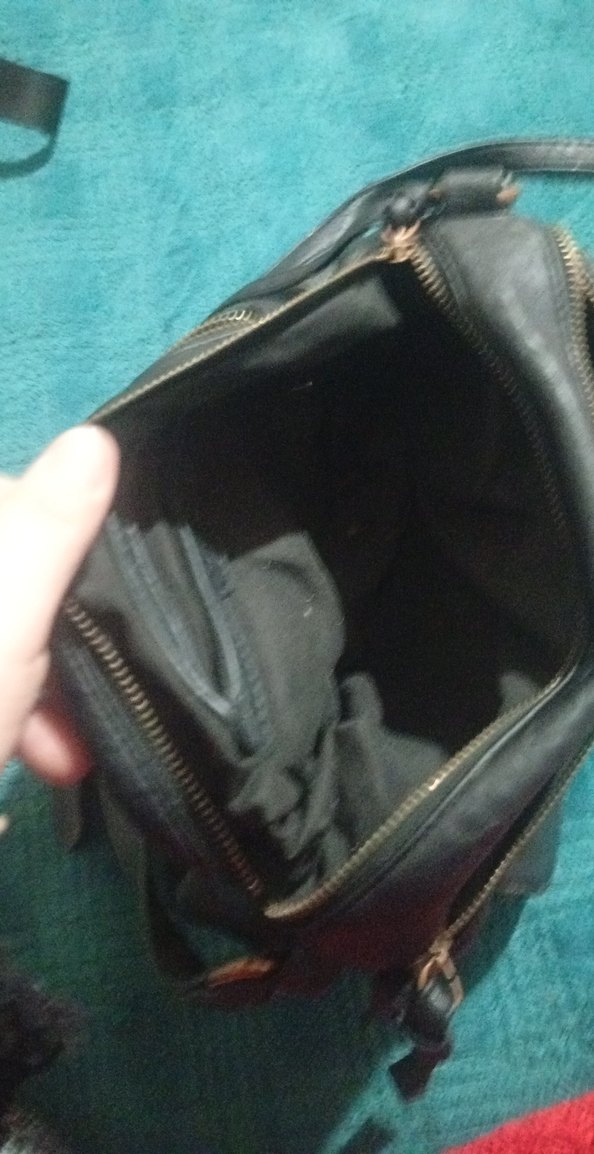 Siyah Deri Tokalı Biker Kadın Çanta - Görsel 3