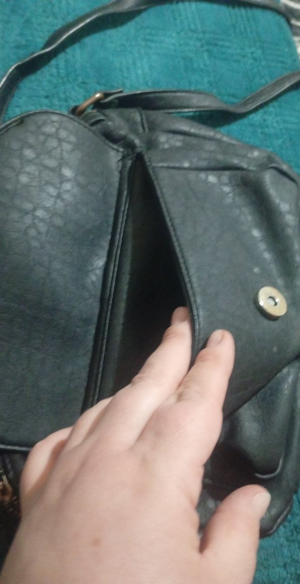 Siyah Deri Tokalı Biker Kadın Çanta - Görsel 2