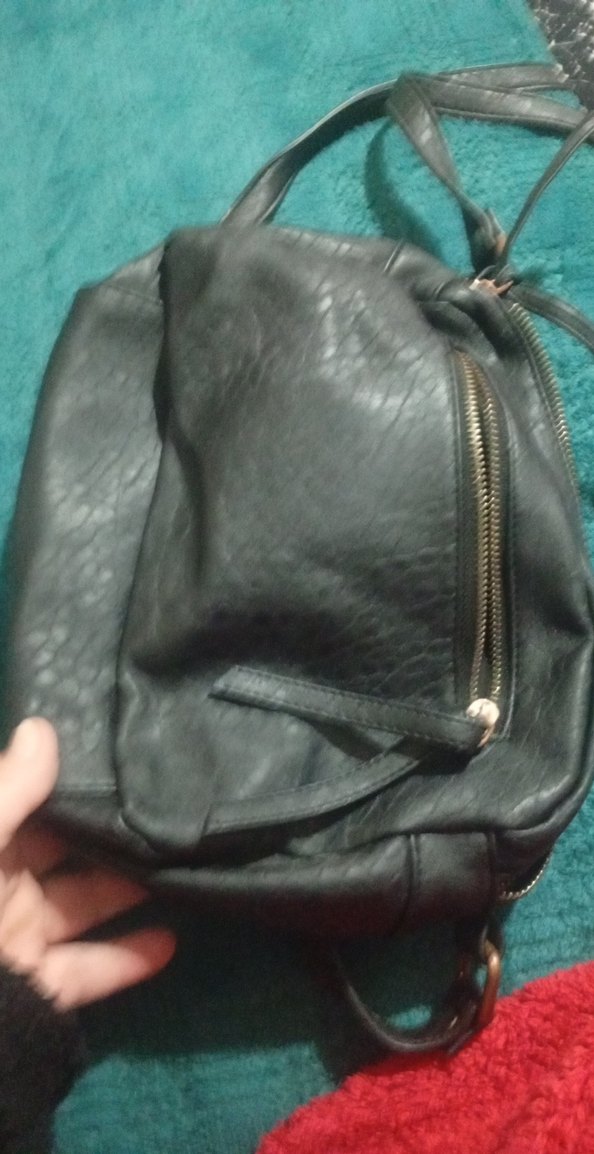 Siyah Deri Tokalı Biker Kadın Çanta - Görsel 5