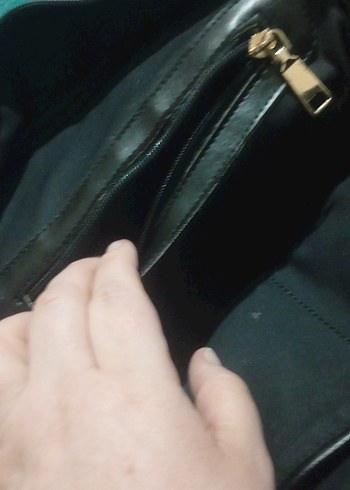 Siyah Deri Fermuarlı Kadın Çanta - Görsel 2