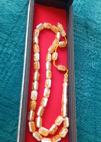 Altın Renkli Erkek Tesbih kehribar - Görsel 3