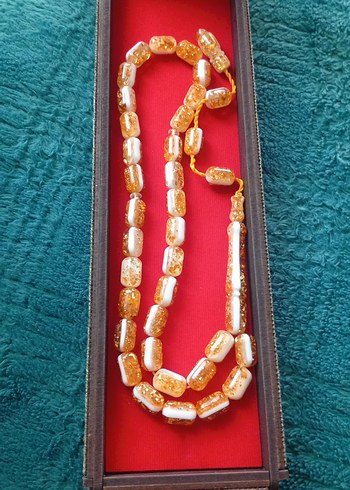 Altın Renkli Erkek Tesbih kehribar - Görsel 2