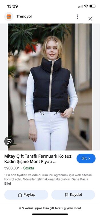 Trendyol & Milla ÇİFT TARAFLİ FERMUARLİ KOLSUZ KADİN SİSME MONT