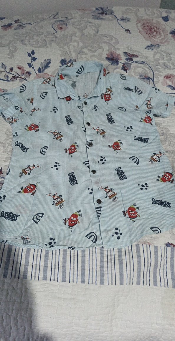 Erkek Çocuk Çok Renkli Baskılı Kısa Kollu Gömlek - Görsel 3