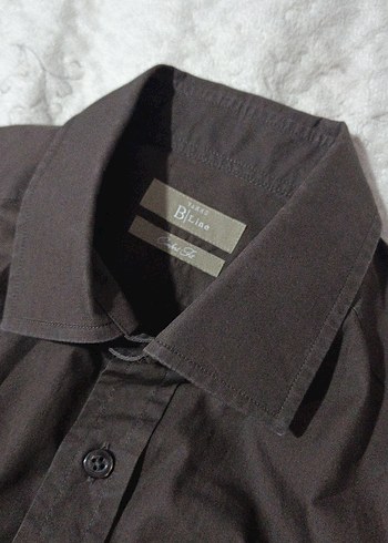 Düğmeli Kahverengi Erkek Keten Gömlek - Görsel 5