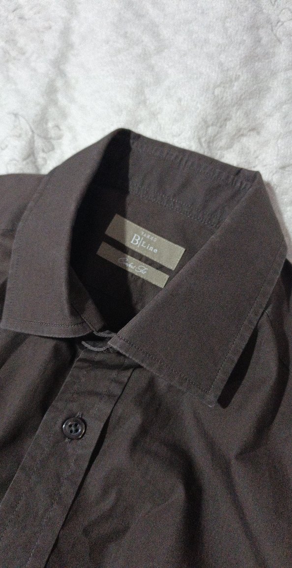 Düğmeli Kahverengi Erkek Keten Gömlek - Görsel 5