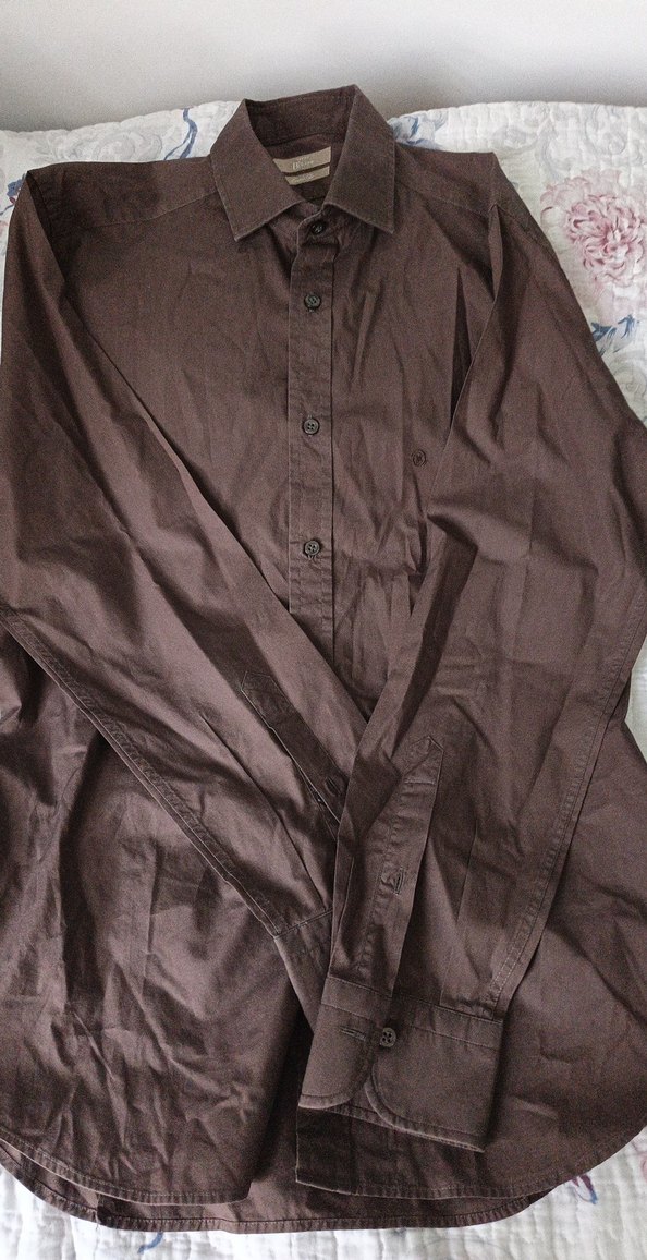 Düğmeli Kahverengi Erkek Keten Gömlek - Görsel 3