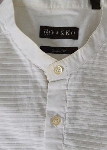 Beyaz Keten Düğmeli erkek gömlek - Görsel 2