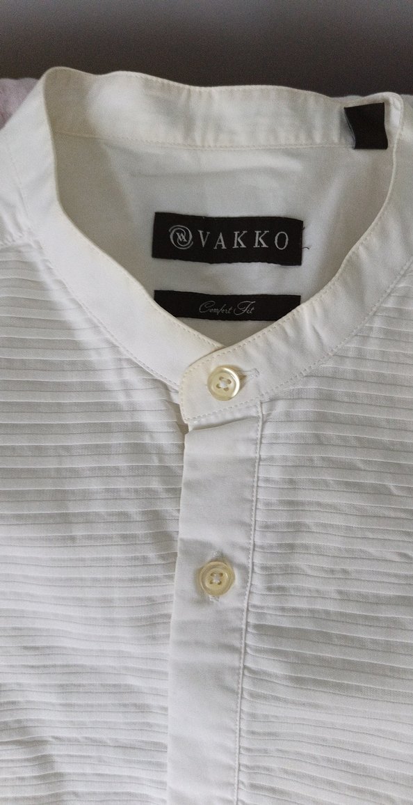 Beyaz Keten Düğmeli erkek gömlek - Görsel 2