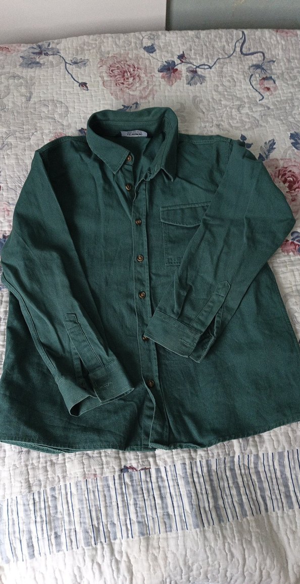 Erkek Çocuk Yeşil Baskılı Uzun Kollu Gömlek 9 10 yaş - Görsel 2