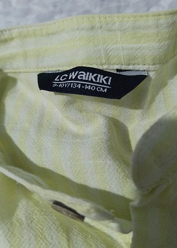 Sarı Kısa Kollu Keten Erkek Gömlek - Görsel 3