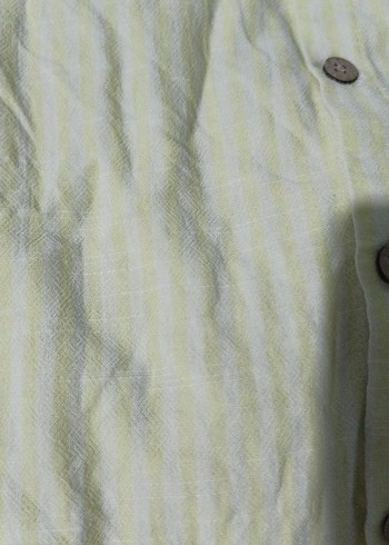 Sarı Kısa Kollu Keten Erkek Gömlek - Görsel 4