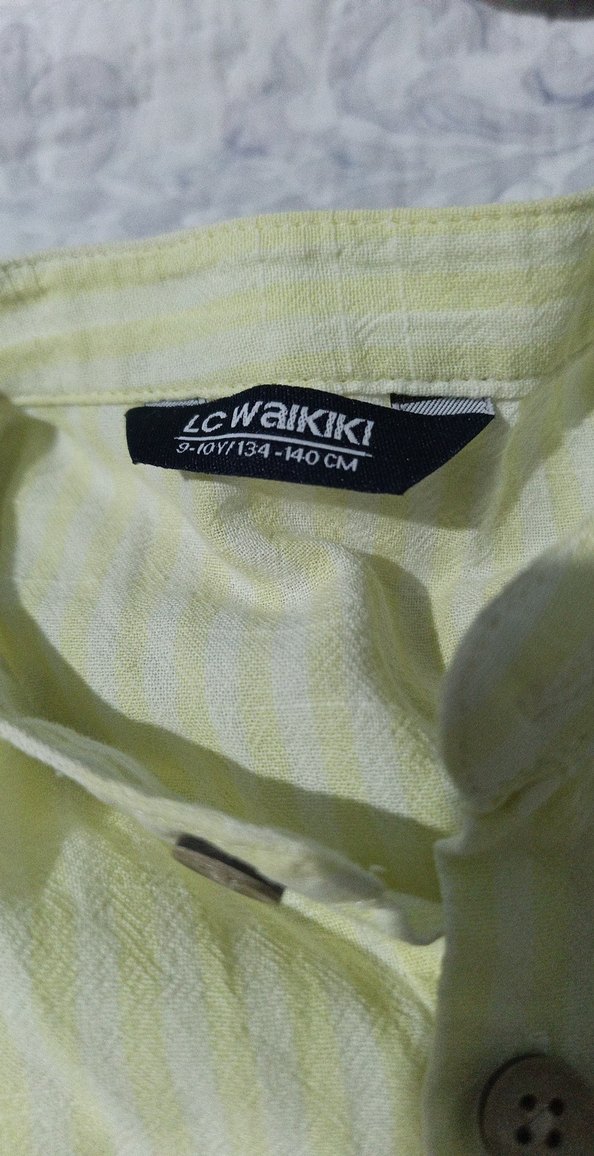 Sarı Kısa Kollu Keten Erkek Gömlek - Görsel 3