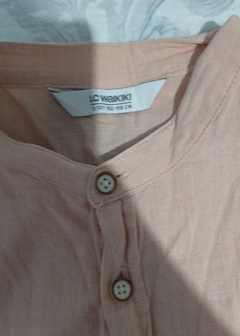 Bej Kısa Kollu Erkek Keten Gömlek - Görsel 2