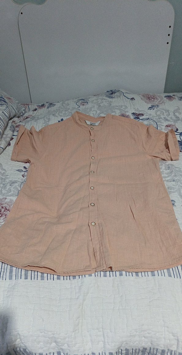 Bej Kısa Kollu Erkek Keten Gömlek - Görsel 3