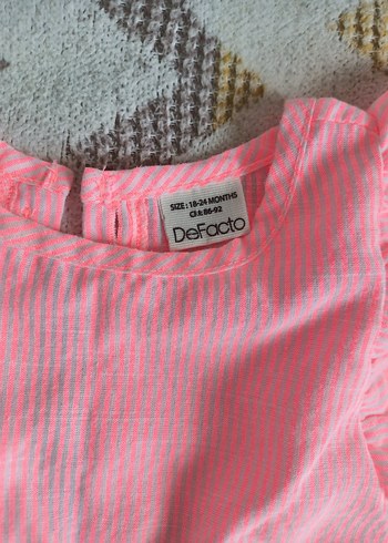 Defacto Kız Çocuk Pembe Fırfırlı Kısa Kollu Tulum