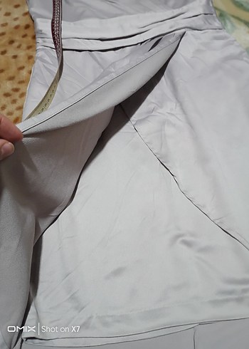 V Yaka Drapeli Midi Bej Kadın Elbise - Görsel 7