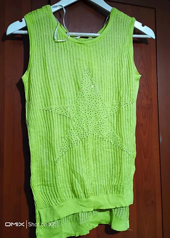 Sarı Nakışlı Bohem Kolsuz Uzun Triko - Görsel 2