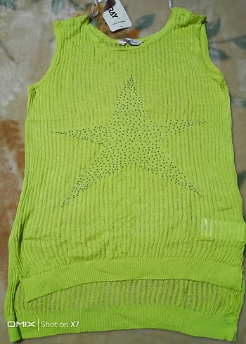 Sarı Nakışlı Bohem Kolsuz Uzun Triko - Görsel 4