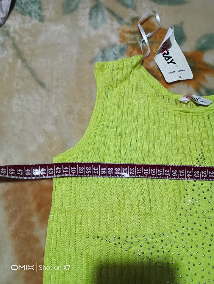 Sarı Nakışlı Bohem Kolsuz Uzun Triko - Görsel 5