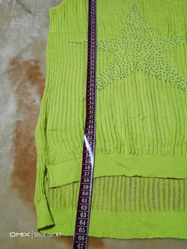 Sarı Nakışlı Bohem Kolsuz Uzun Triko - Görsel 3