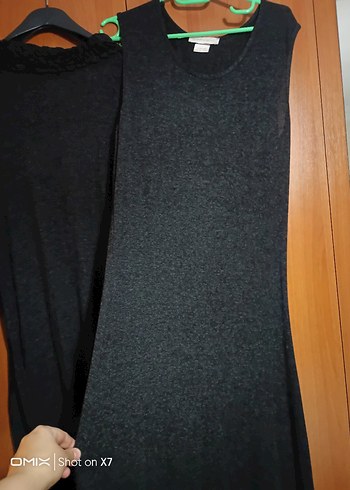 Uzun Kollu Gri Triko Elbise ve Drapeli Hırka - Görsel 5