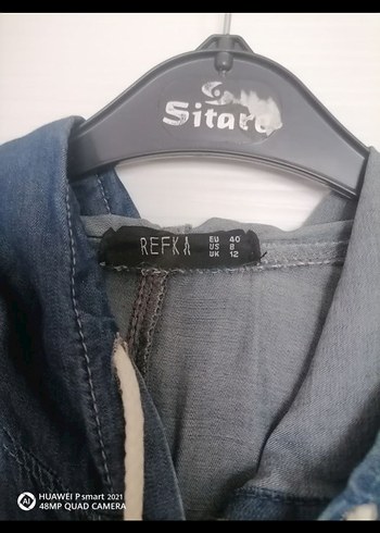 Kadın Uzun Denim Elbise Kapüşonlu - Görsel 2