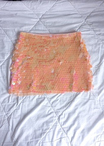 Pembe Payetli Mini Etek