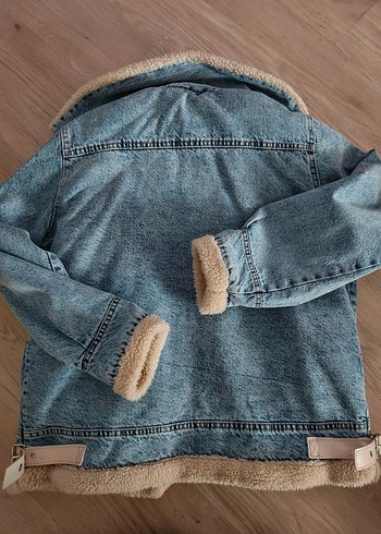 Diğer Kürklü Mavi Kadın Denim Ceket