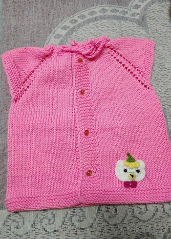 Kız Çocuk Pembe Nakışlı Kolsuz Triko yelek - Görsel 5