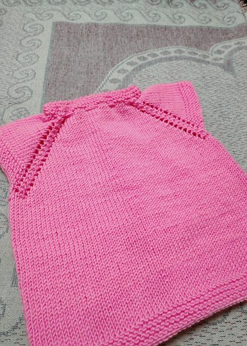 Kız Çocuk Pembe Nakışlı Kolsuz Triko yelek - Görsel 2