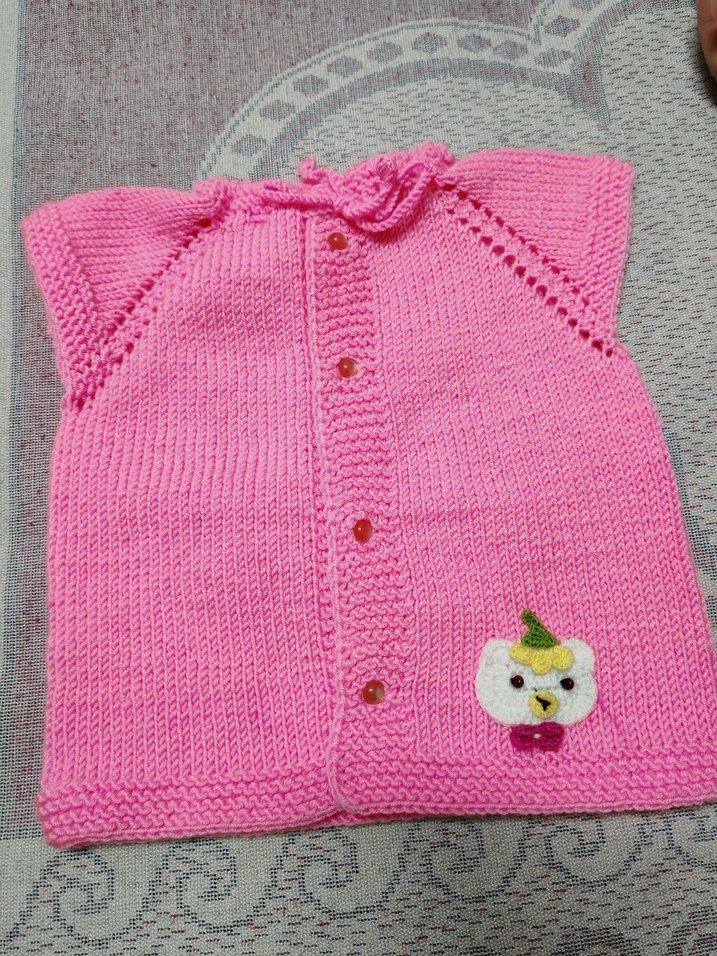 Kız Çocuk Pembe Nakışlı Kolsuz Triko yelek - Görsel 5