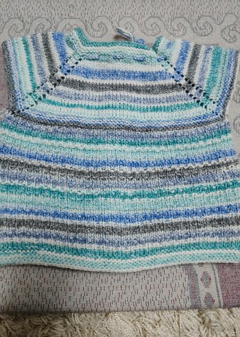 Çok Renkli Kısa Örgü bebek yelek - Görsel 2