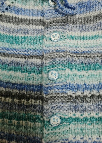 Çok Renkli Kısa Örgü bebek yelek - Görsel 3