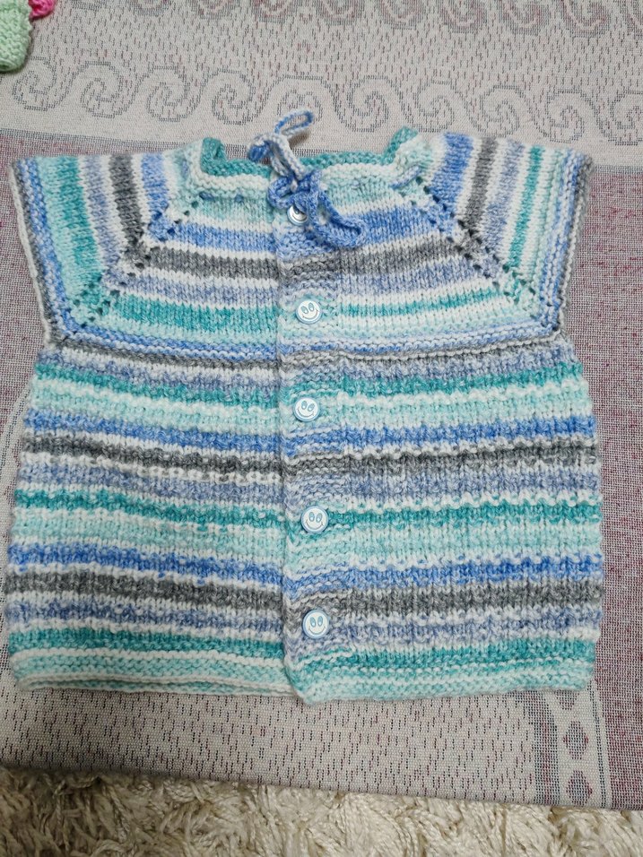 Çok Renkli Kısa Örgü bebek yelek - Görsel 4