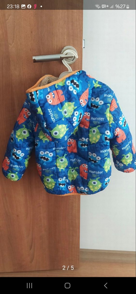 Çocuklar için Renkli Kapüşonlu Mont - Görsel 2