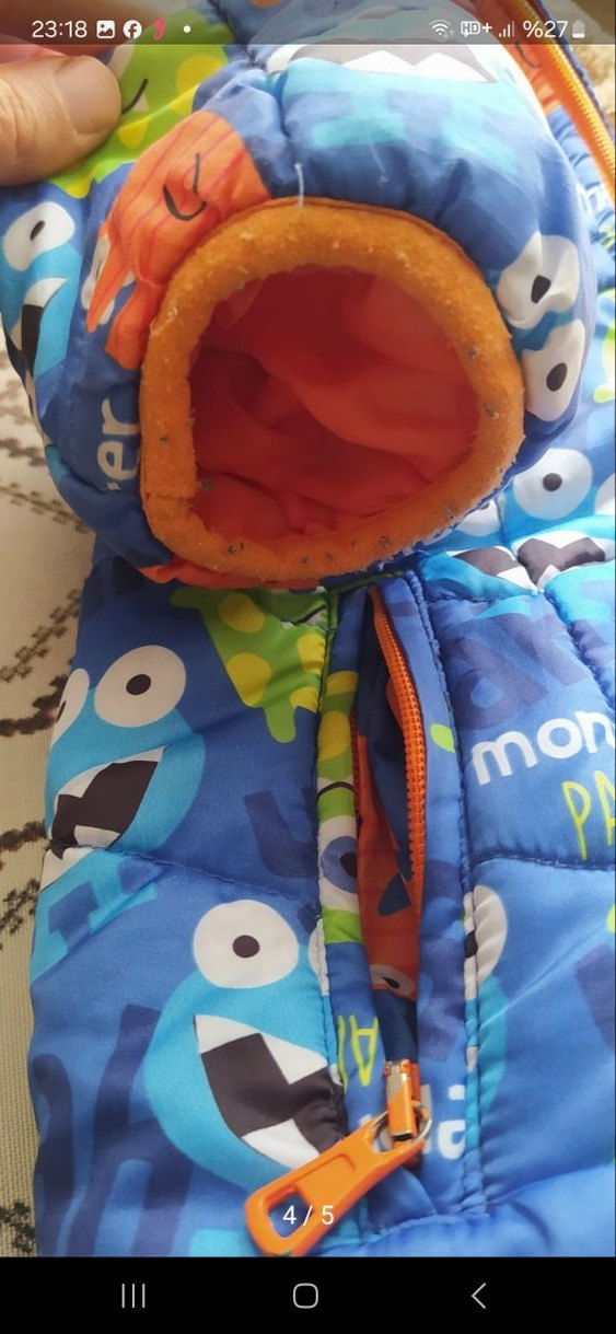 Çocuklar için Renkli Kapüşonlu Mont - Görsel 3