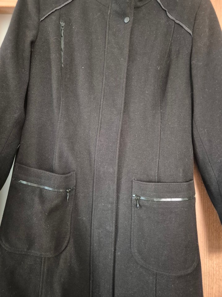 Siyah Uzun Belden Kemerli Kaban - Görsel 3