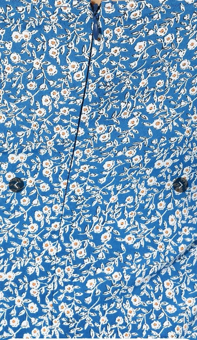 Mavi çiçekli midi Elbise - Görsel 3