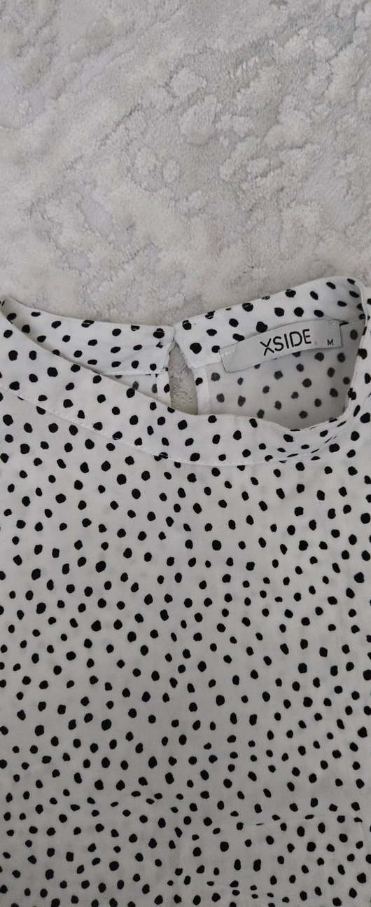 Uzun Kollu Puantiyeli Beyaz Bluz - Görsel 2