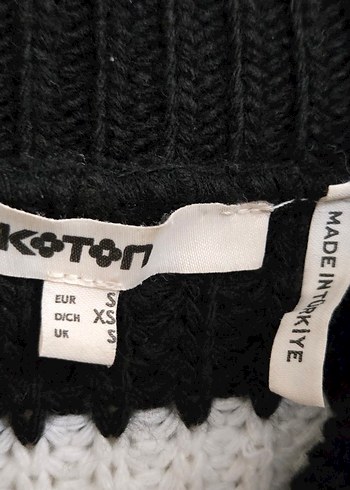 Siyah Beyaz Çizgili Örgü Kadın Kazak - Görsel 3