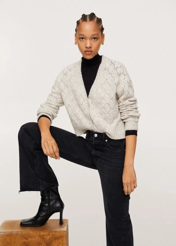 Mango Örgü kısa hırka - Görsel 2