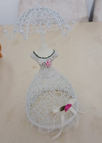Beyaz Dantel Şemsiye Figürlü Dekoratif Biblo - Görsel 5